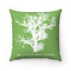 Go Outside Your Mind: Tree Square Pillow (green on white)